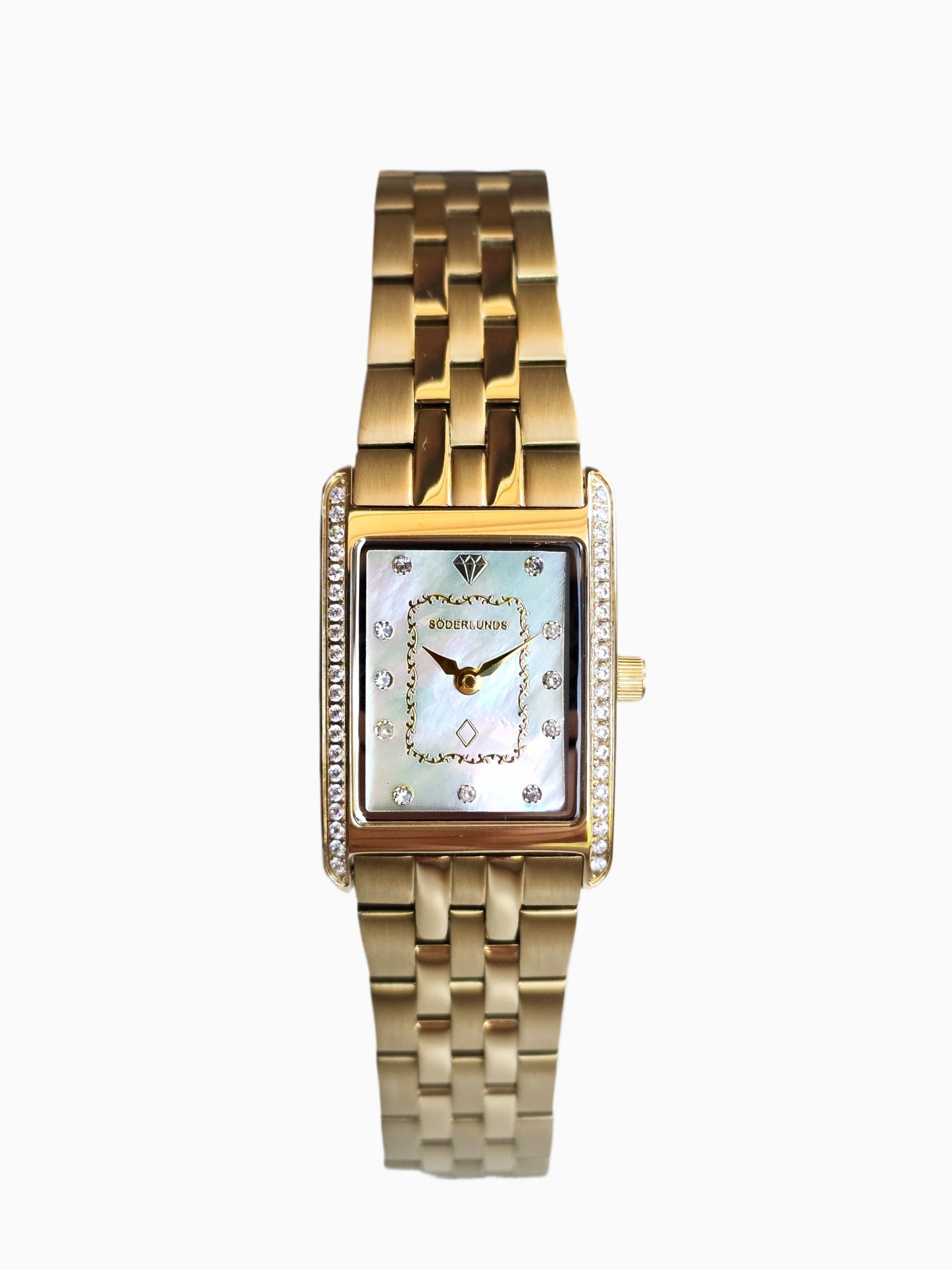 Guld Klocka vit backgrund